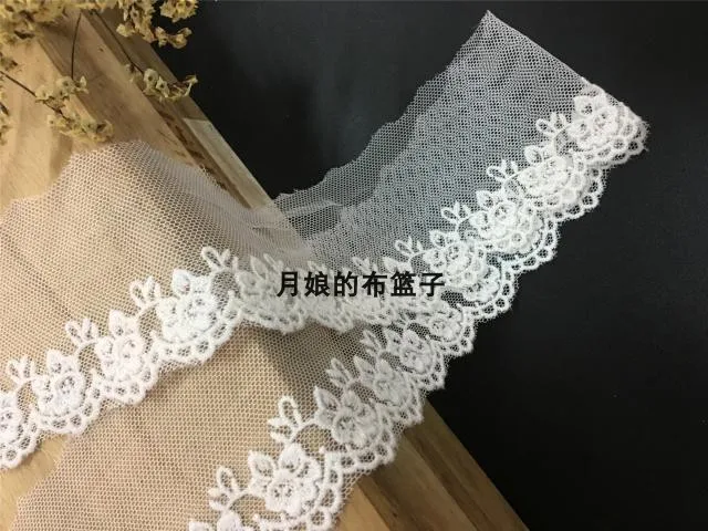 Изысканная вышивка Сетка кружево Белый хлопок сетка вышивка кружева аксессуары 7 см в ширину