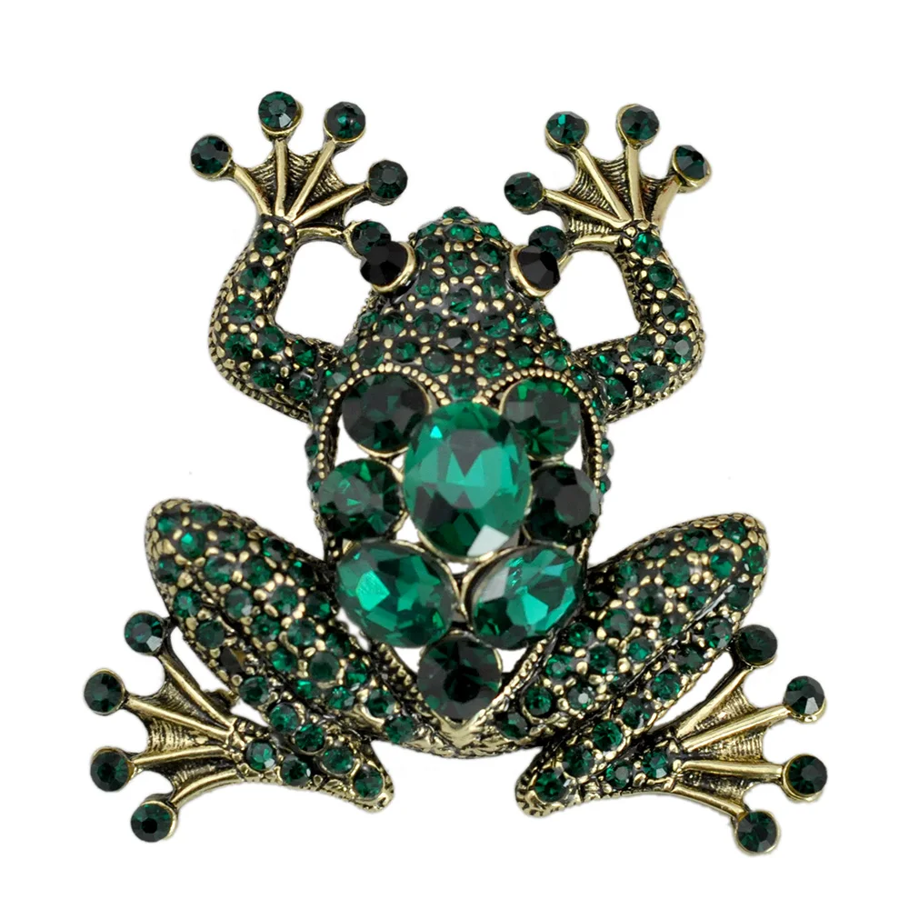 Green Crystal Rhinestone Frog Brooch Pin Bufonid Toad Vintage Fashion Jewelry Animal Accessory 2018 Factory Sale | Украшения и