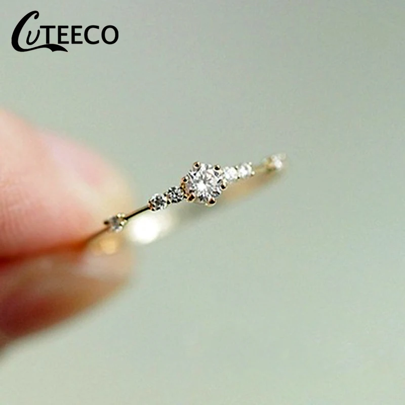 CUTEECO модное кольцо на палец для женщин ювелирные изделия розовое золото/серебро/золото цвет кольца с кристаллами из страз Прямая поставка