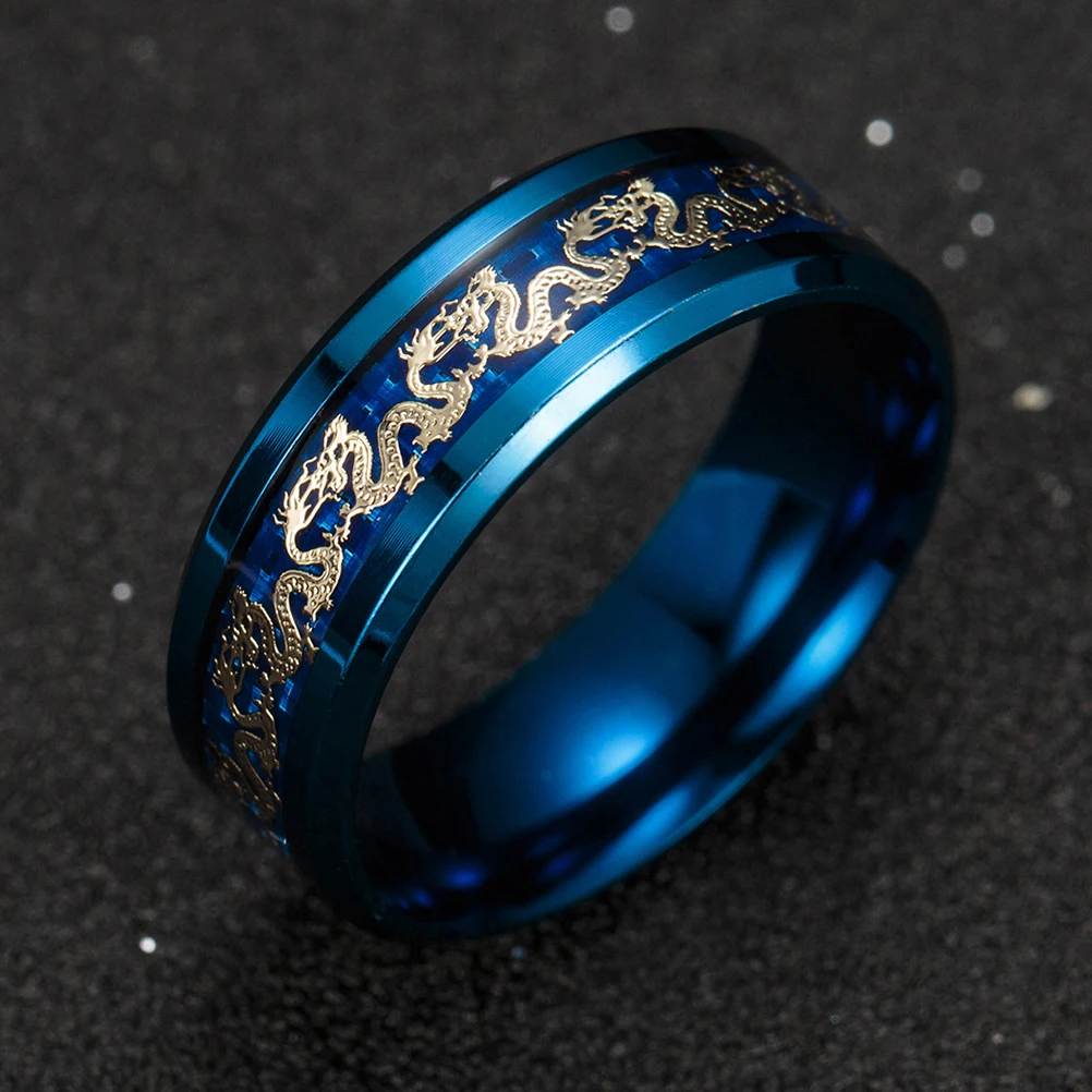 Модные популярные Винтаж Золотое кольцо широкий эффект Дракон узор Размер 10