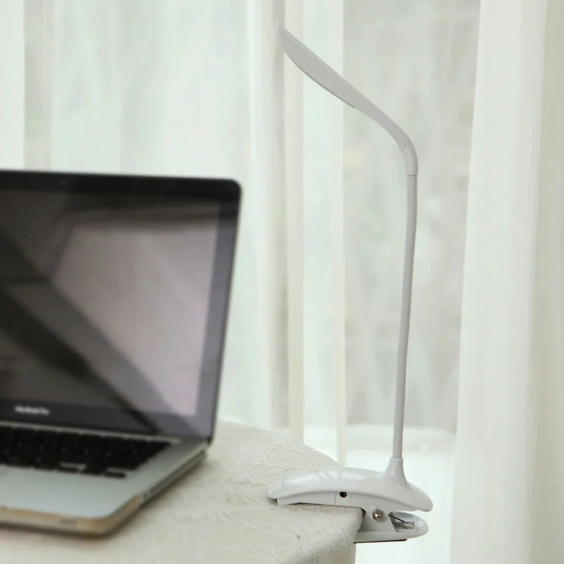 Новый сгибаемый USB Перезаряжаемый Настольный светильник с зажимом сенсорный
