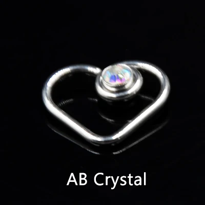 Heart AB Crystal Showlove-1pcs хирургическая сталь опал Daith сердце круг гибкие ухо траг серьги, Надеваемые На Ушной Хрящ Пирсинг для губ кольцо Пирсинг 16 г - Окраска металла: Heart AB Crystal