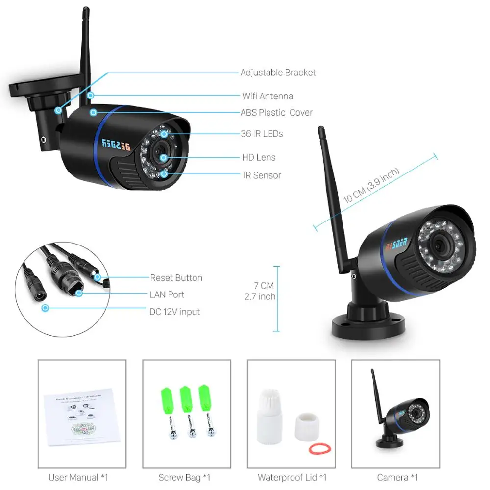BESDER Yoosee Wi-Fi Ip CCTV Камера 720 P 960 1080 P Onvif P2P черного цвета, в виде Пули безопасности уличные Ip Камера Беспроводной Поддержка SD карты
