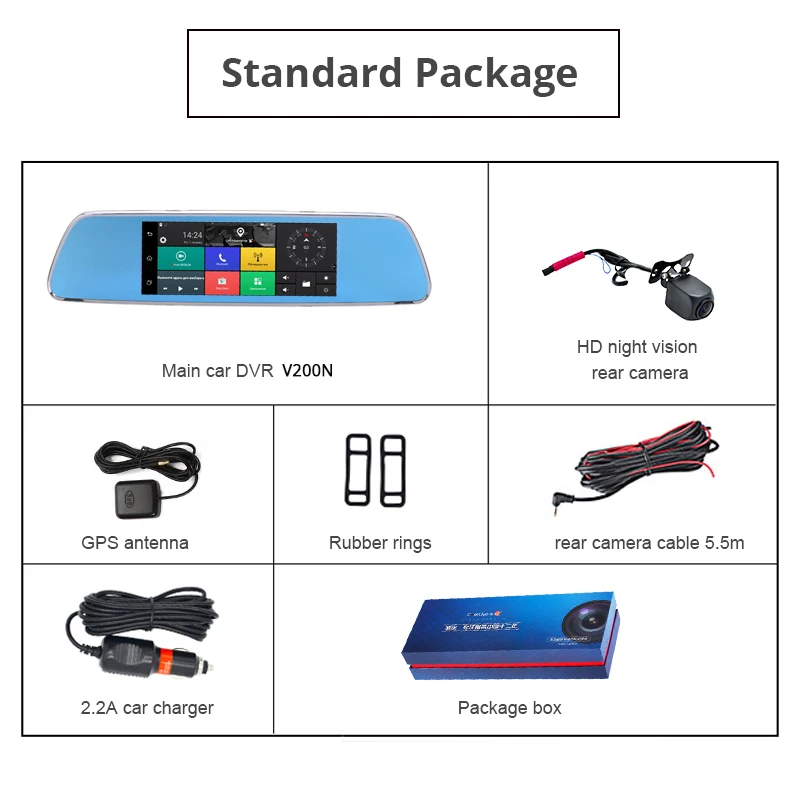 Camlive factory V200 Ночной vison 7 "3g камера памяти GPS Bluetooth навигация тире зеркало