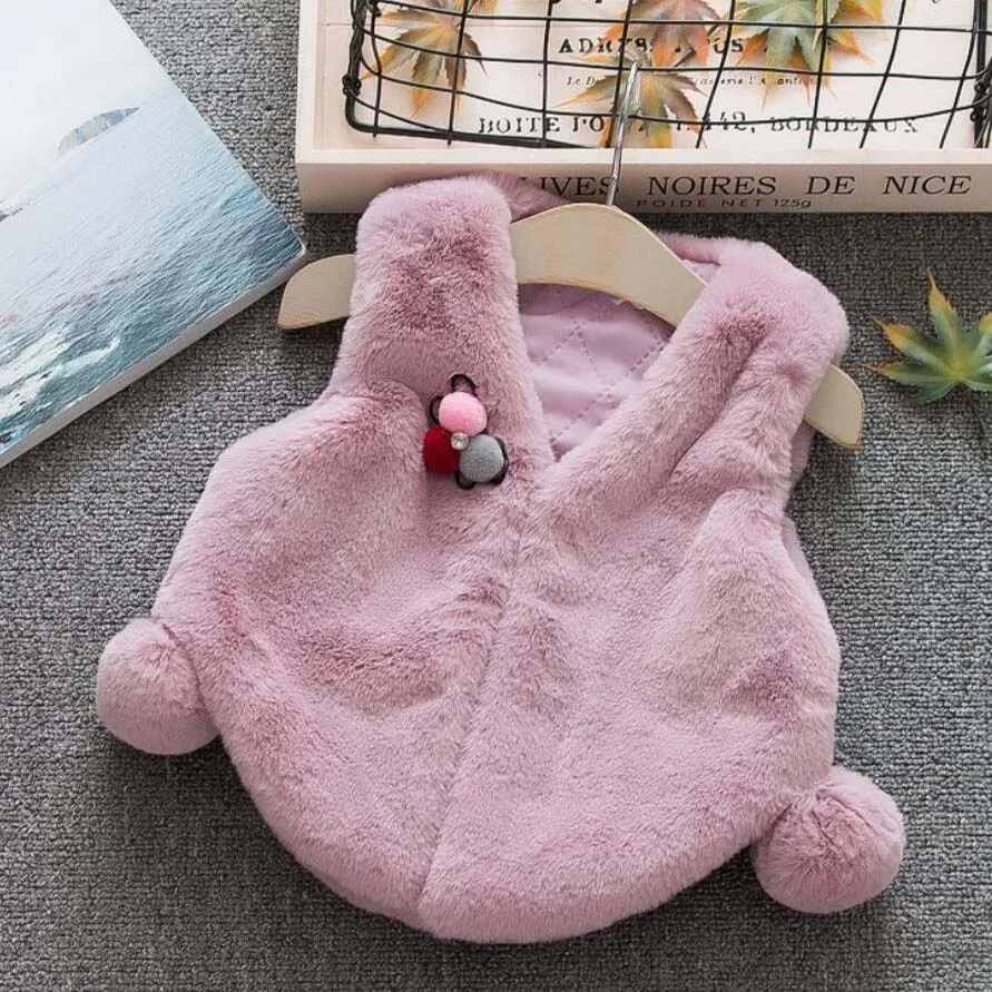 pink Жилет для маленьких девочек весенний жилет с искусственным мехом для девочек Детская осенняя однотонная Милая утепленная одежда детские топы, пальто для младенцев - Цвет: pink