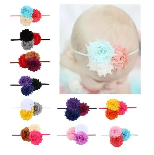 

1pcs 2017 Retail Floral Headband Three Flower with thin elastic hairbands Headwear hair accessories