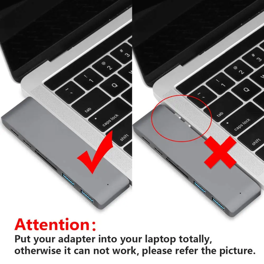 USB 3.0 Type C Hub к HDMI адаптеру 4K 7 в 1 Thunderbolt 3 с TF SD Card Reader PD для MacBook Pro Air 0|USB-хабы| |