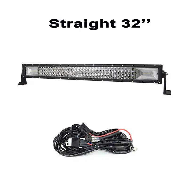32inch 405w wire kit 22 32 42 52 дюймов 7D светодиодный светильник для внедорожников 4x4 комбинированный луч светодиодный рабочий светильник 12 в 24 В Трактор Лодка внедорожник ATV 4WD светодиодный бар - Цвет: 32inch 405w wire kit