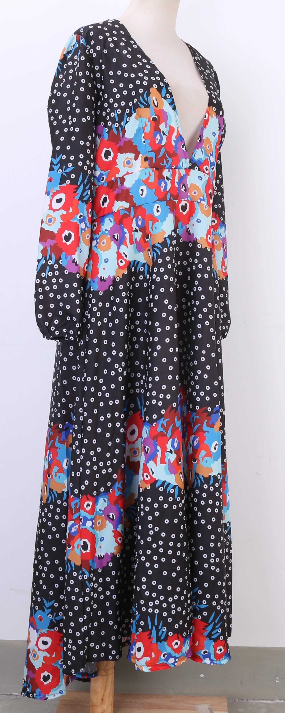 Повседневные женские платья с длинным рукавом Boho Maxi пляжные v-образным вырезом