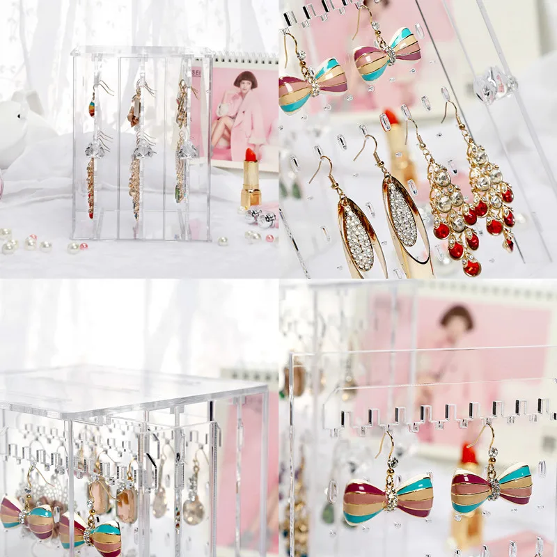 Акриловая подставка-витрина для сережек стойка Пылезащитная коробка хранения