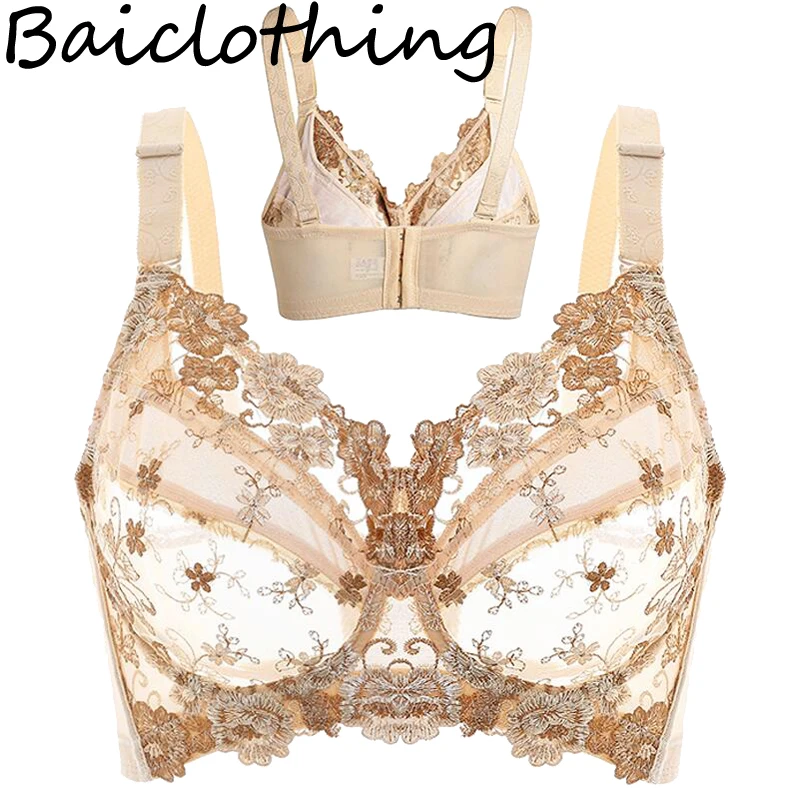 BAICLOTHING, Прямая поставка, женское нижнее белье с полным покрытием, на косточках, без подкладки, с цветочной вышивкой, UnlinedBra, 40, 42, 44, 46, 48 B, C, D, E, F, G