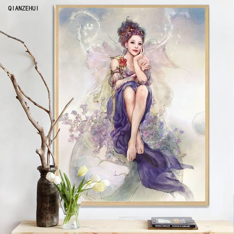 Стразы сделай сам пластиковые поделки картина Ангел красоты квадратная Алмазная