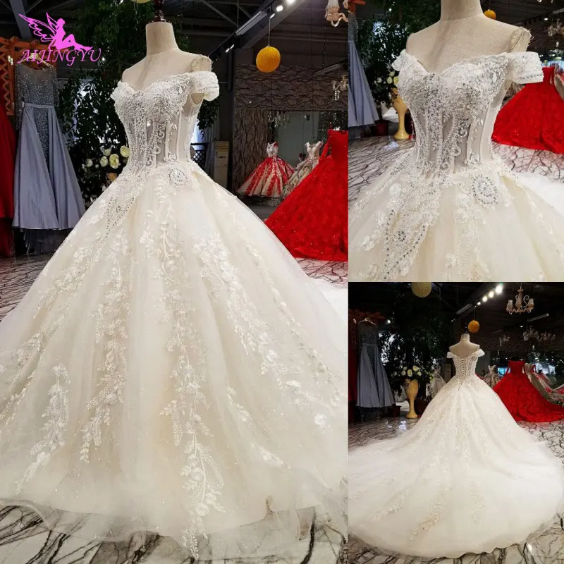 AIJINGYU 2021 luxury crystal sparkling diamond gowns new hot selling gown v-neck formal bride dresses wedding dress WT151 | Свадьбы и