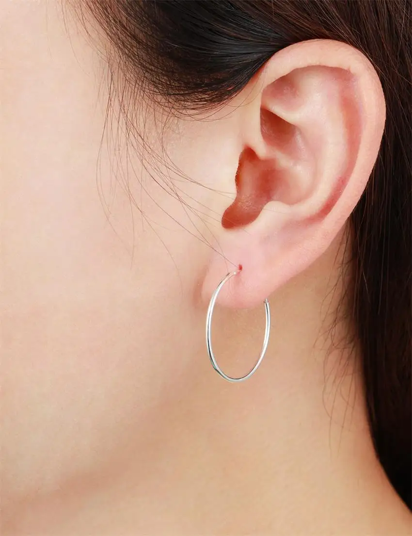 Маленькие круглые серьги Обручи из настоящего серебра 925 пробы 6 размеров для