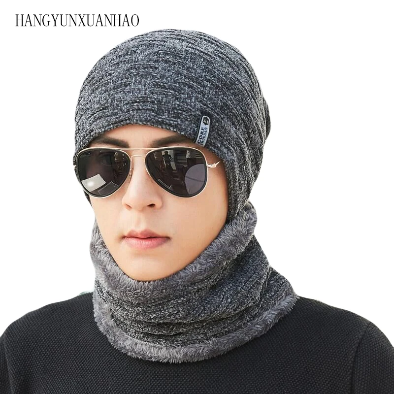 

Winter Beanies Women Scarf Knitted Hat Cap Mask Gorras Bonnet Warm Baggy Winter Hat For Men Women Skullies Beanies Hats