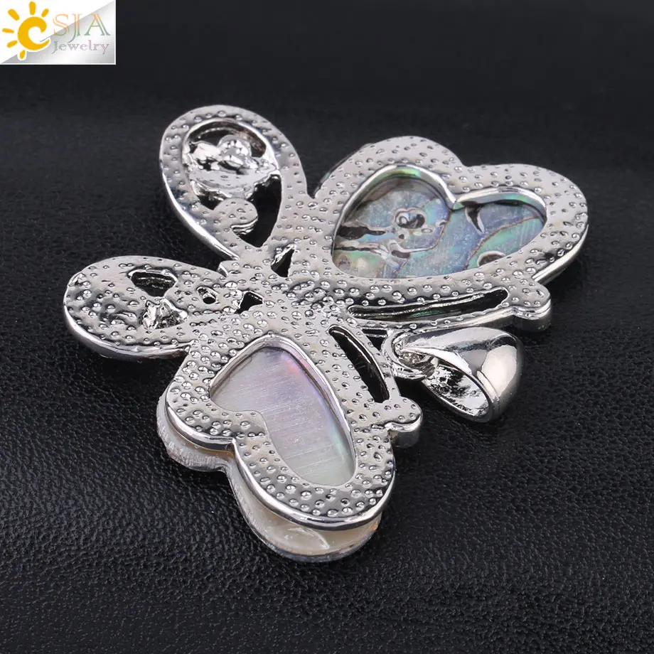 Натуральные раковины абалона CSJA ожерелья с кубическим цирконием подвеска в виде