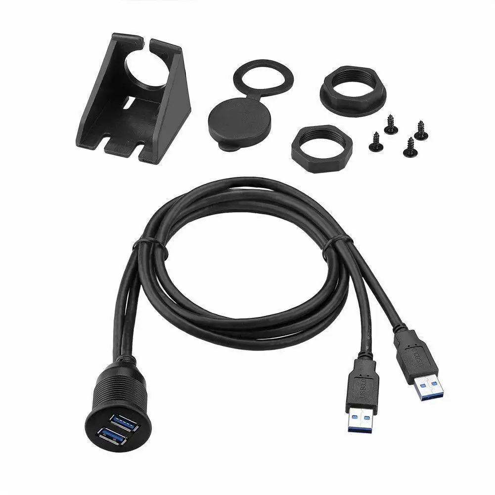 Встраиваемый переходник с двумя USB разъемами удлинитель для кабеля длиной 1 м