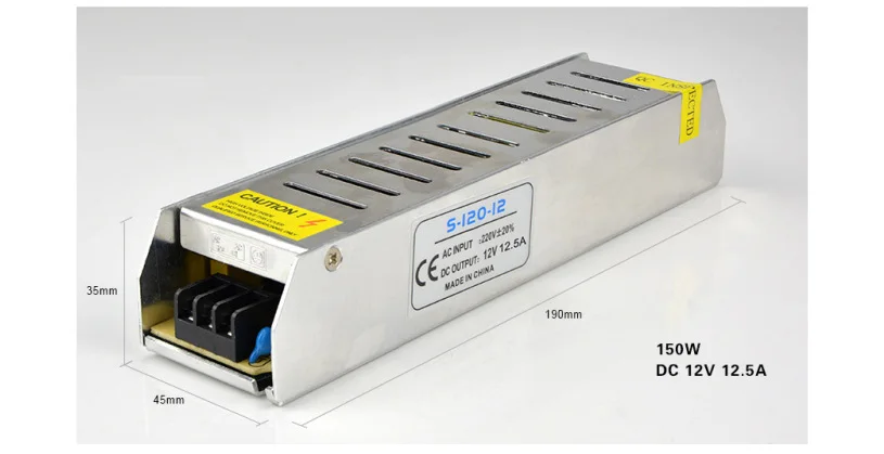 12.5A 150W 12V Питание 5A 10A 12.5A 15A 20A 30A светодиодный драйвер адаптер светильник ing Трансформеры 60 Вт/120 W/150 W/180 W/250 W/360 W для светодиодной ленты светильник - Цвет: 12.5A 150W
