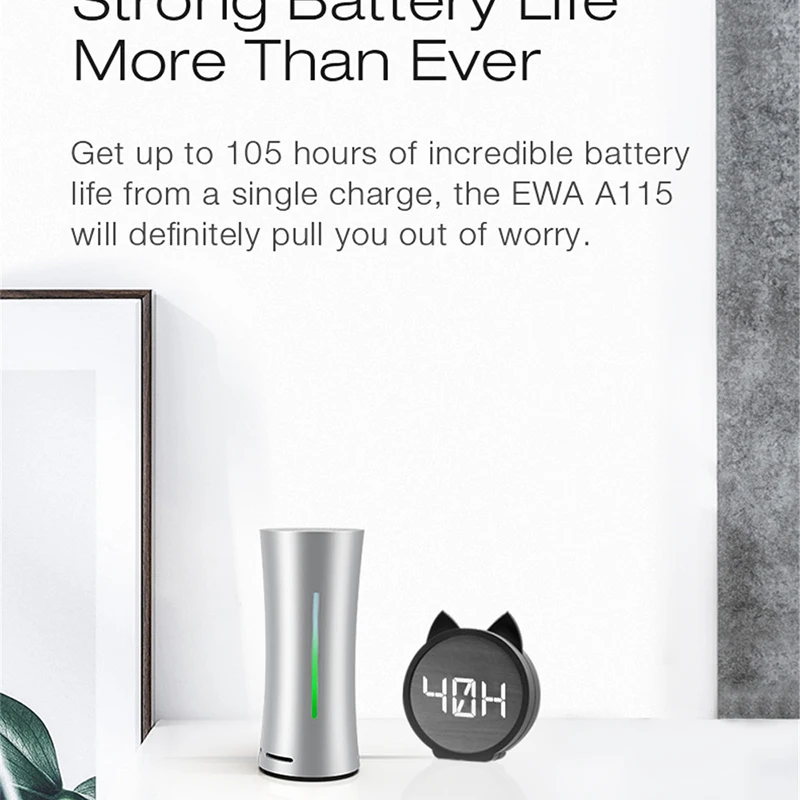 EWA A115 Column Bluetooth Speaker Portable 6000mAH Battery Wireless Speaker TWS Bluetooth 5.0 Music Speaker HIFI Subwoofer