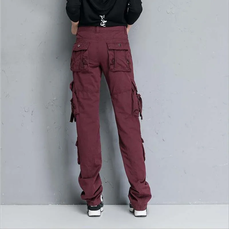 Женские штаны карго с карманами камуфляжные прямые длинные брюки женские