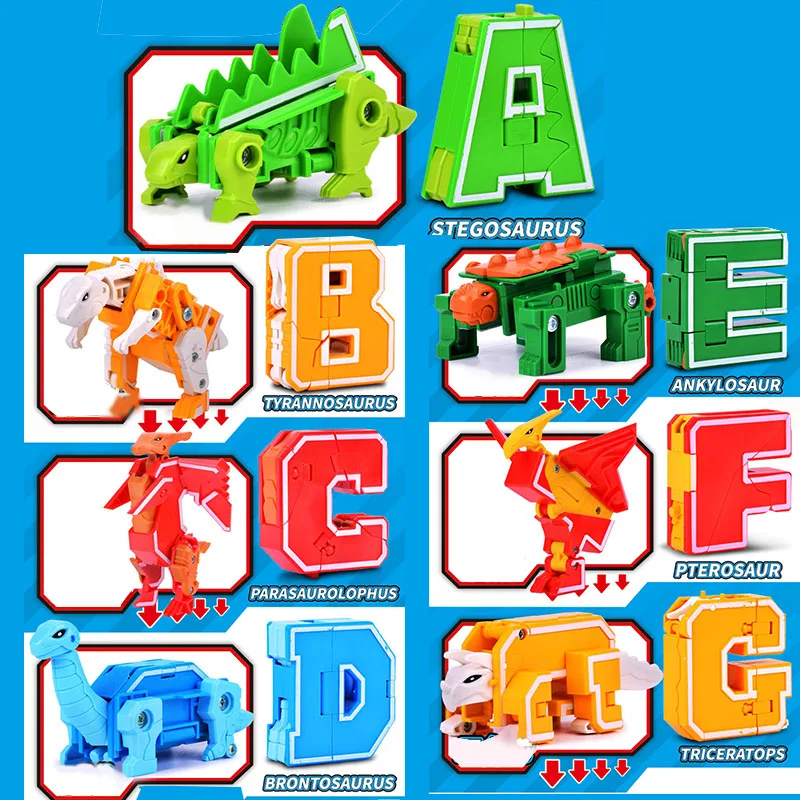 Обучающие игрушки Lensple в виде динозавра с английскими буквами сборные роботы