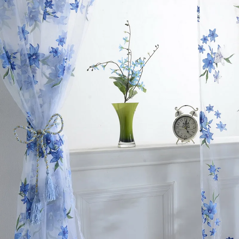 Высокое качество маленькие цветы тюль оконные экраны занавески дверь балкон