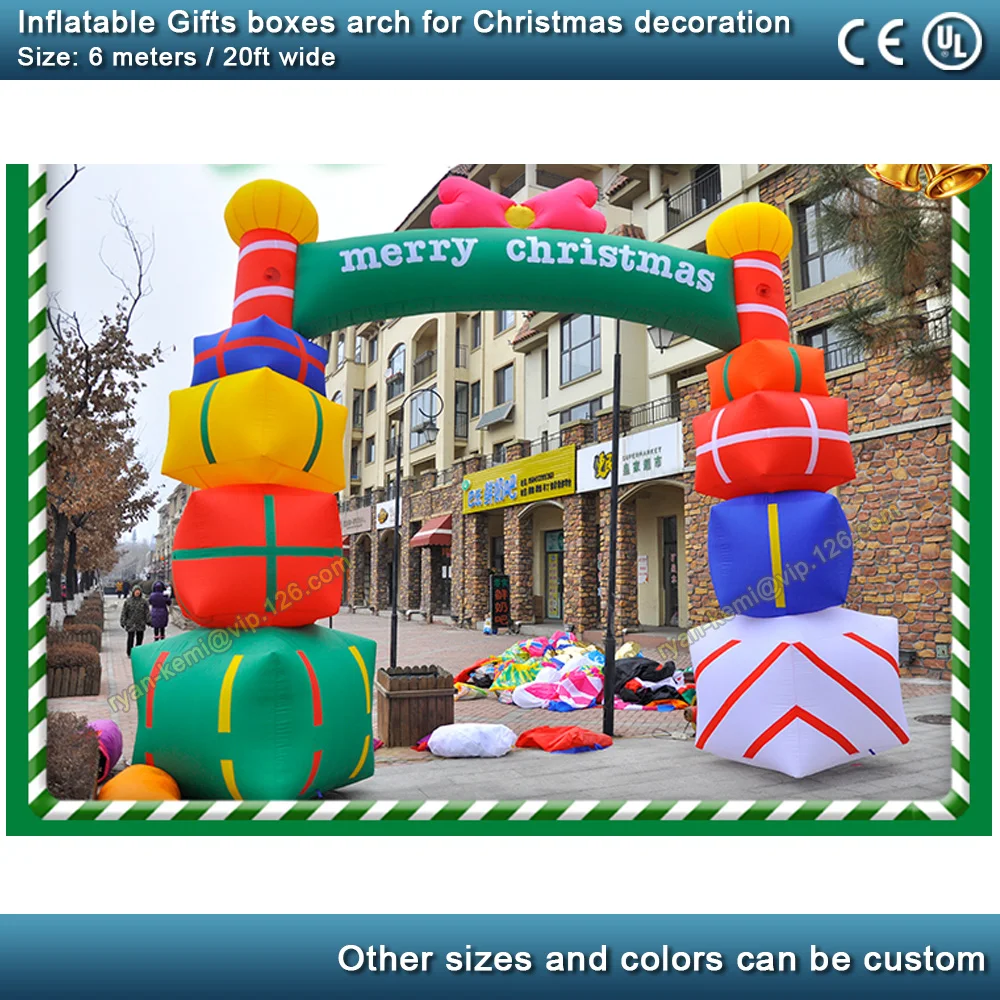 

6m 20ft inflatable gift boxes arch for Christmas events decoration outdoor inflatable archway large Merry Christmas with blower