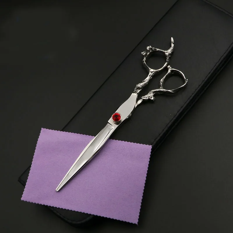 1pcs add case 7 дюймов ножницы для резки профессиональные ножницы Парикмахерская ножницы для домашних животных ручка в Форме Дракона - Цвет: 1pcs add case