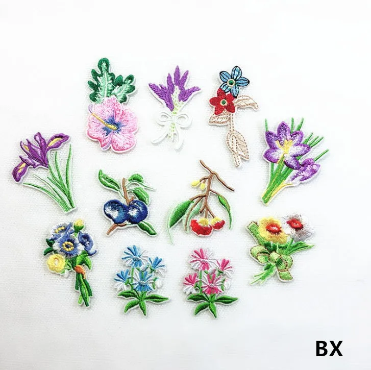 Новое поступление 10 шт. Популярные Цветочные вышитые нашивки утюгом на джинсах