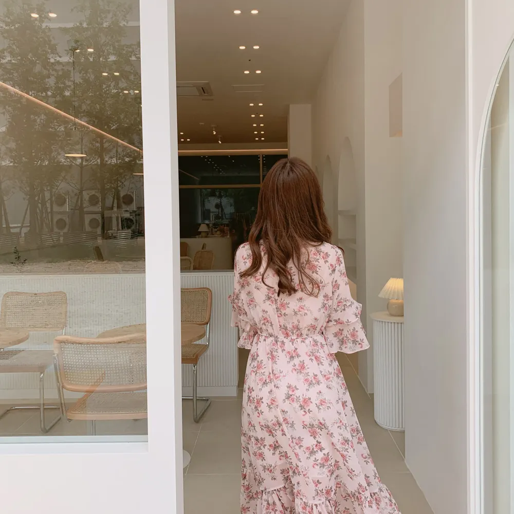 Большие размеры, летнее платье для девочек, Boho, вечерние, женские, винтажные платья, шифоновое, синее, розовое, с принтом, с коротким рукавом, женские платья, LongRobe Vestido
