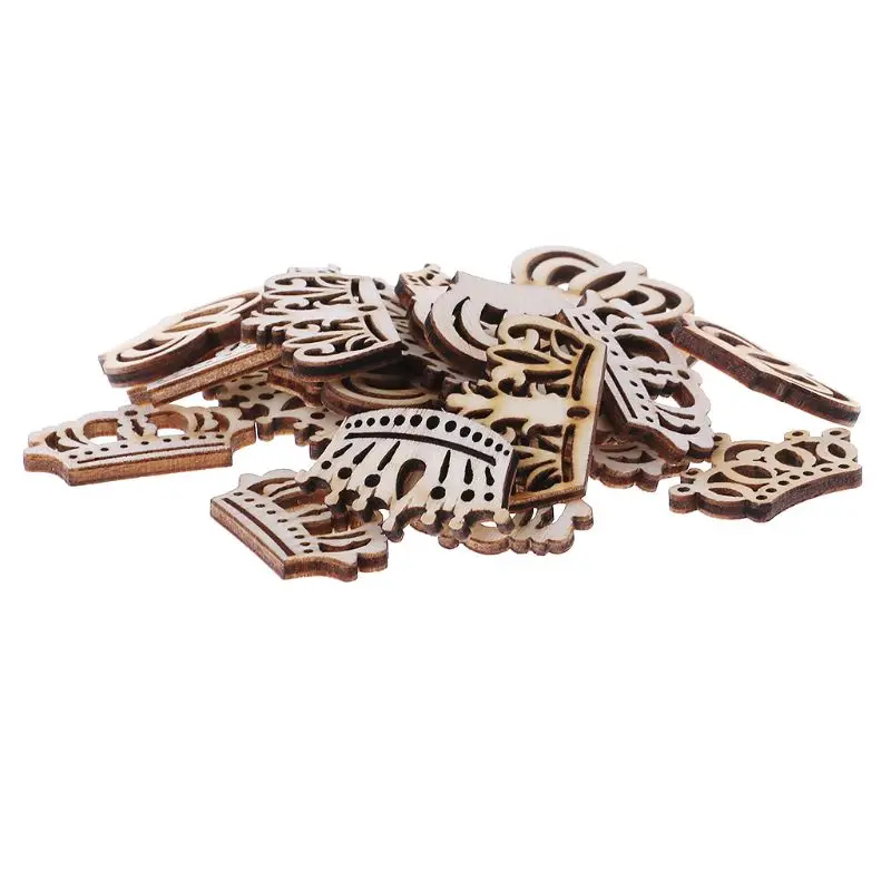 25 шт. лазерная резка дерева украшение деревянная Корона Форма Ремесло Свадебный