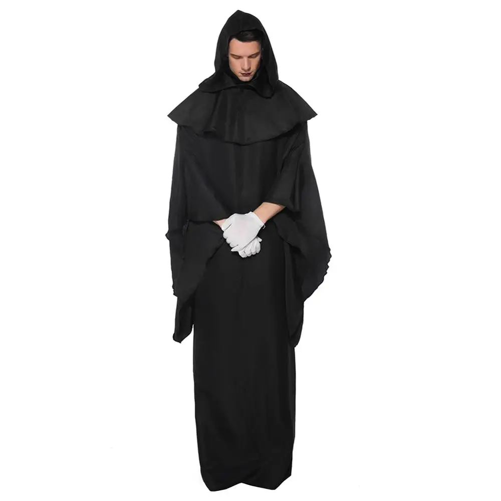 Мужской черный простой костюм волшебника для косплея одежда выступления на