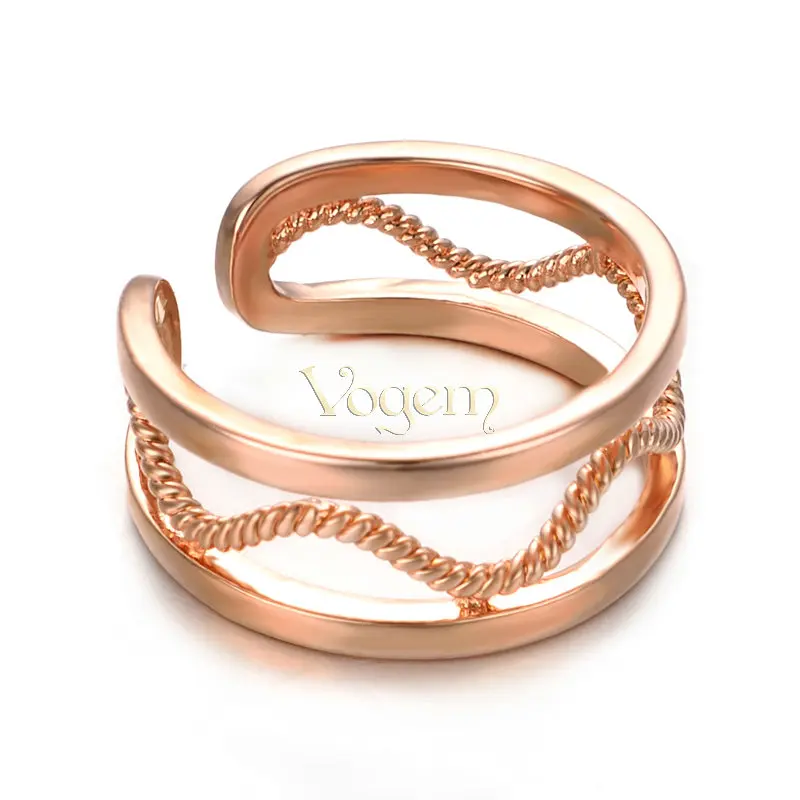 Vogem открыто регулируемый Кольца женские из нержавеющей стали Розовое золото