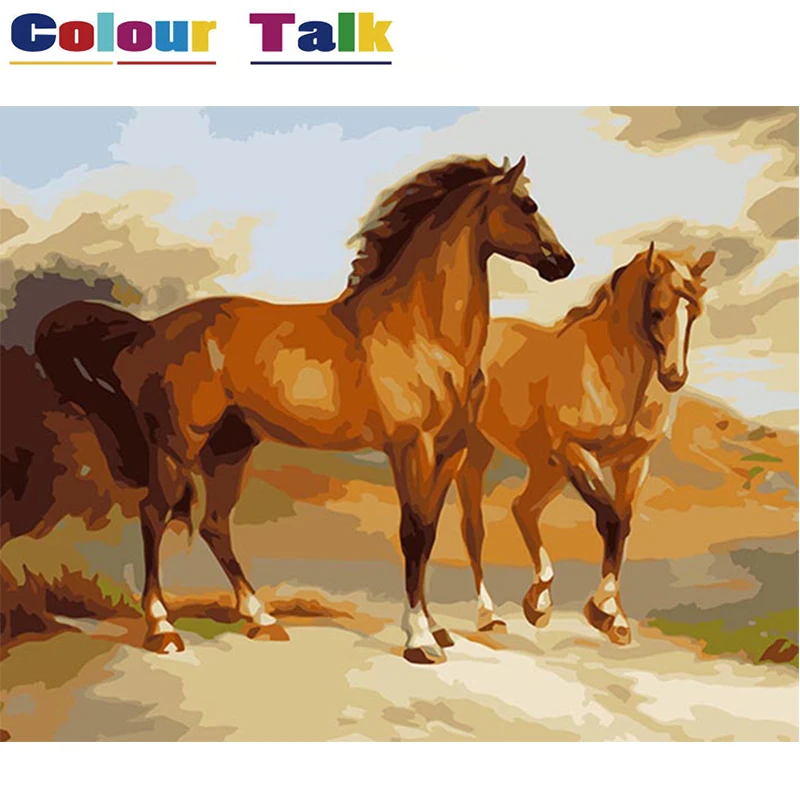 Oil Painting Coloring by Numbers on Canvas DIY Wall Art for Living Room Animals Picures Home Decor P-0369 | Дом и сад