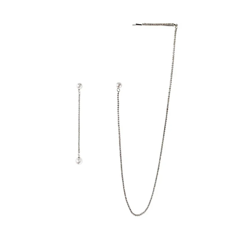 Sliver Pearl Длинная кисточка, цепочка, заколка для волос, серьги, кулон, хрящи, броши с манжетой, жемчуг, стразы, клипсы, серьги, Женские Ювелирные изделия, подарки - Окраска металла: Sliver Pearl