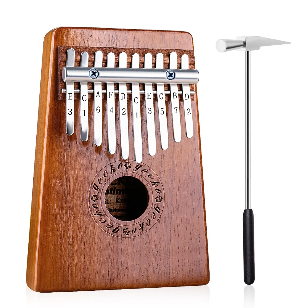 GECKO Kalimba 10 клавиш «пианино для больших пальцев» встроенных молоточек для настройки, обучения и тканевой сумки K10M
