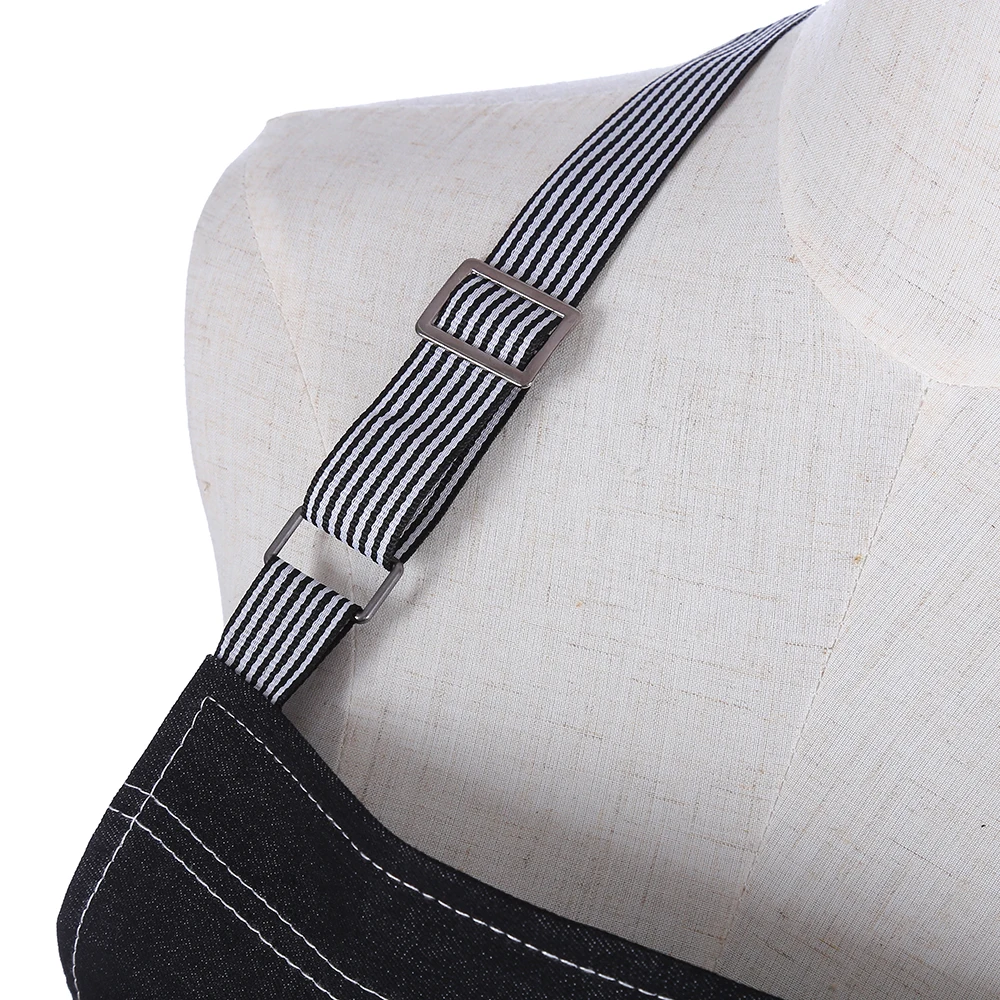 

New Fashion Denim Apron for Chef Kitchen BBQ with Pockets Grill Baking Cooking Aprons For Men Coffee Shop and Studio Overalls