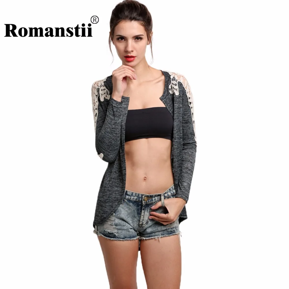 Romanstii осень свитеры для женщин хлопок пончо пикантные цветочные кружево патч