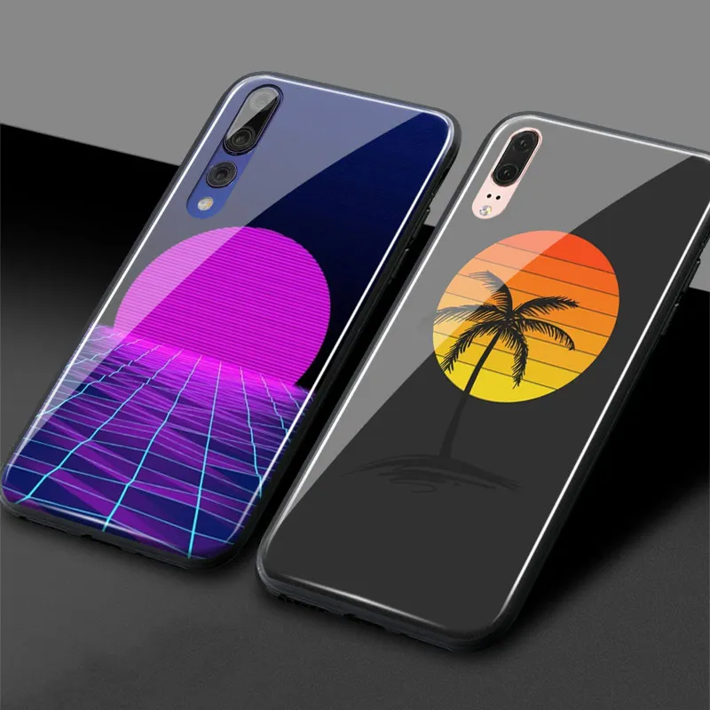 Неоновый Retrowave 80s винтажный абстрактный мягкий силиконовый стеклянный чехол для