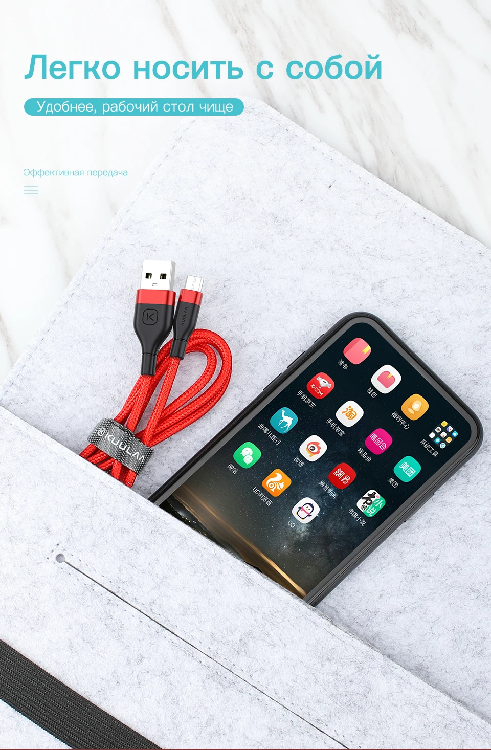 KUULAA mi cro USB кабель для Xiaomi mi Red mi Note 5 быстрое зарядное устройство mi croUSB шнур для зарядки и передачи данных для samsung S7 huawei Honor 8X