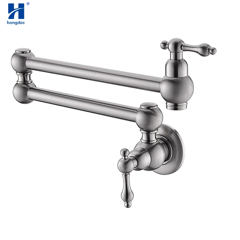 Hongdec High quality Wall Mount Pot Filler Folding Faucet Stretchable Double Joint Swing Arm Kitchen Sink tap | Обустройство дома