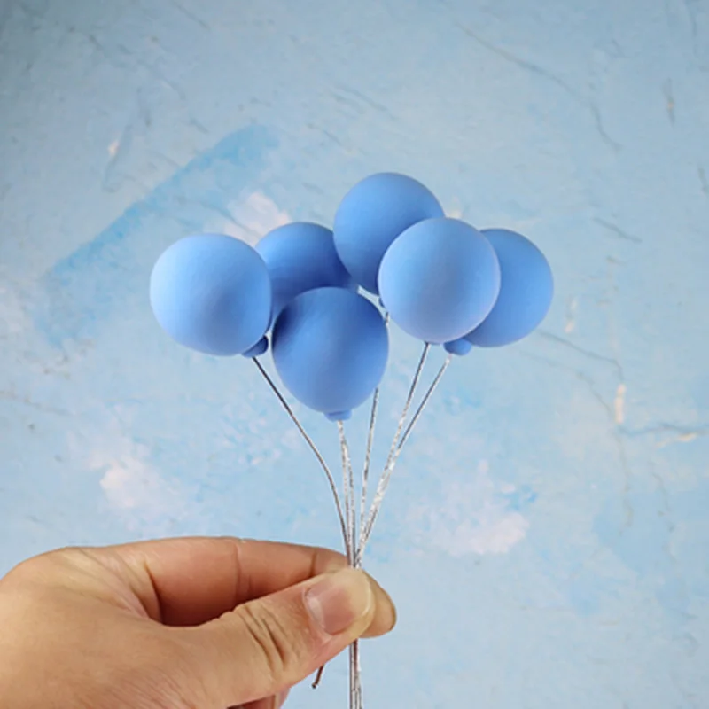 blue 6pcs 6 шт./компл. чистый черный белый розовый синий оранжевый фиолетовый глина воздушный шар торт Топпер для праздничный торт - Цвет: blue 6pcs