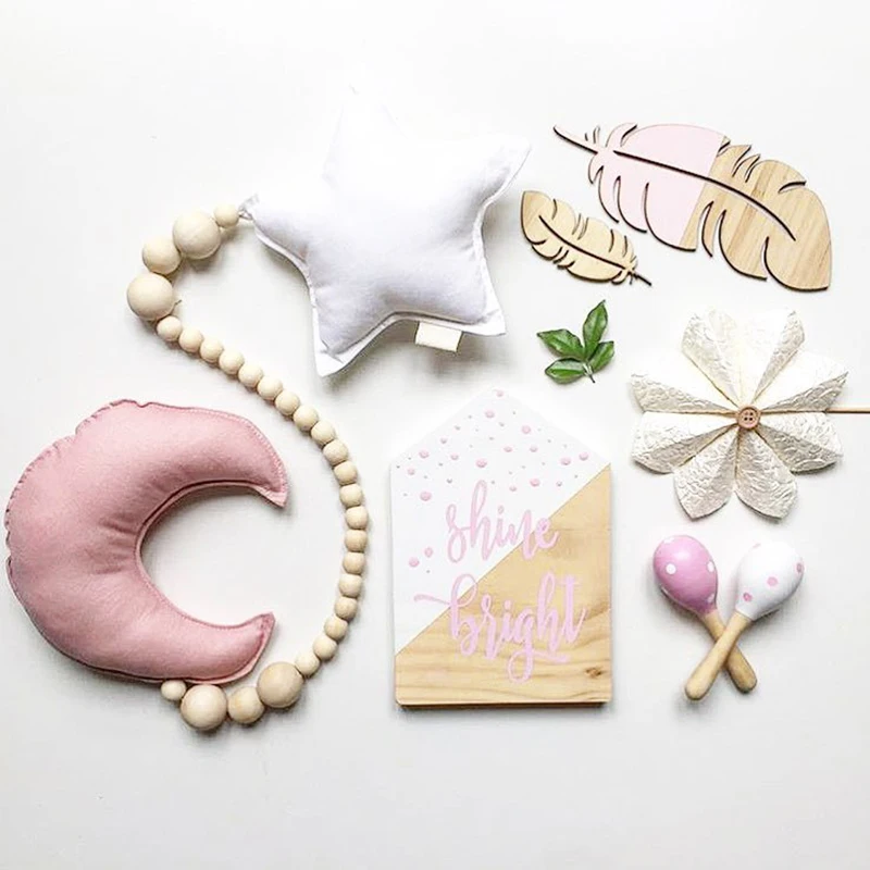 INS/деревянные бусины в скандинавском стиле с подвеской виде облака и Луны для