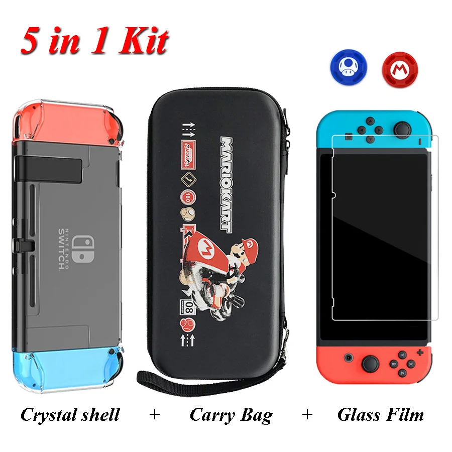 5 в 1 nintendo Switch аксессуары сумка для хранения закаленное Стекло пленка с украшением