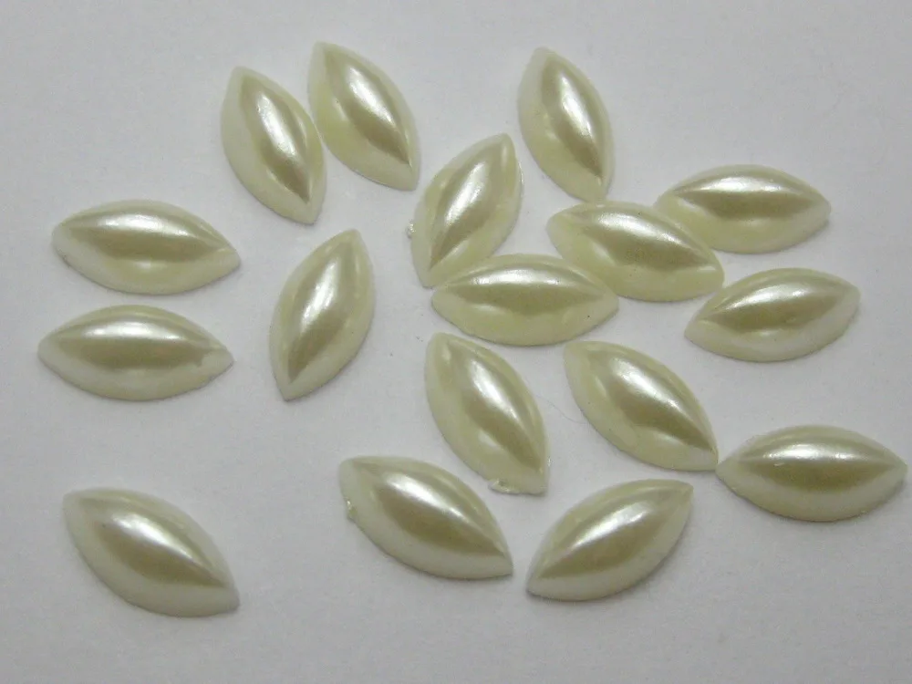

500 Ivory Horse Eye Half Pearl Bead 5X10mm Flat Back Scrapbook Craft