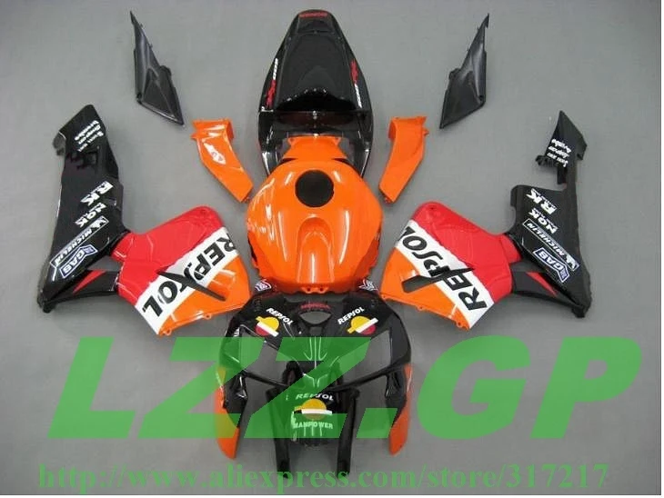 

100% Fit REPSOL fairings for Painted CBR600RR 05 06 F5 CBR 600 RR 2005 2006 black red orange injection fairing parts LZZ.GP