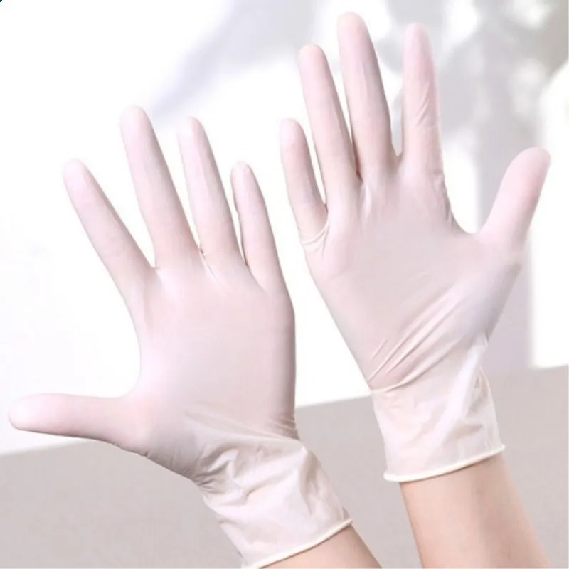 

10Pcs Disposable Latex Gloves Anti-skid Acid-base Laboratory Rubber Gloves Powdered Easy Slip On/Off Household Cleaning Supplies
