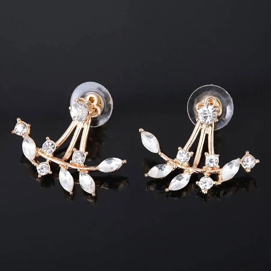 

Punk Personality Crystal Ear Jackets Front Back Two Sides Flower Geometric Earrings For Women Fashion Boutique Jewelry Gifts