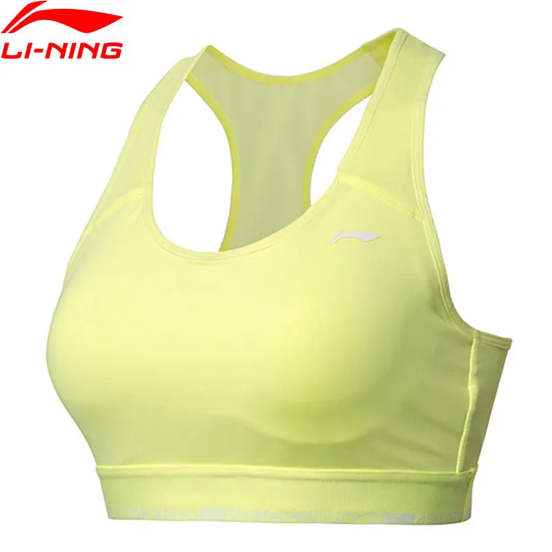 Li-Ning, женские профессиональные облегающие спортивные бюстгальтеры, средняя поддержка, дышащий, комфортный, с подкладкой, спортивный бюстгальтер AUBN022 WBJ169