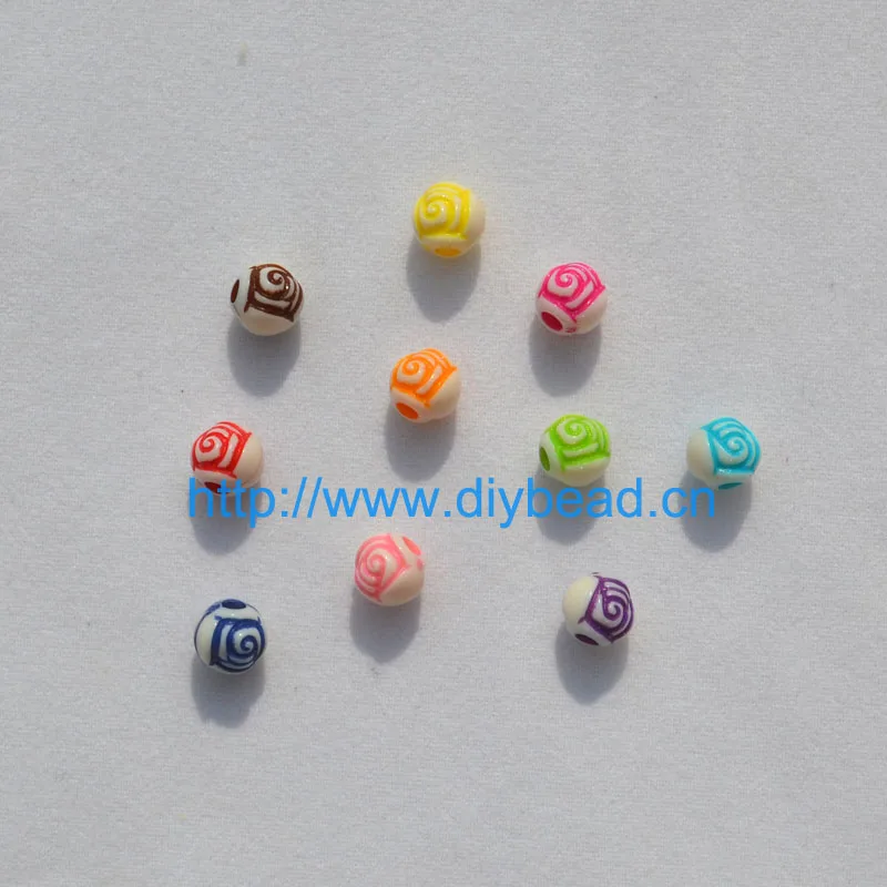 200 шт. разноцветные акриловые бусины в форме цветка 6 мм|beads 6mm|round shapeflower beads |